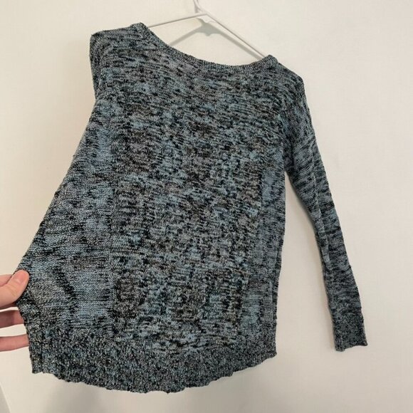 AMERICAN EAGLE Fireside Marled Sweater Blue Navy Blue Gold Metallic Cotton Small - Picture 14 of 16